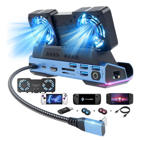 YCE Station d'accueil 13 en 1 avec ventilateurs de refroidissement à démontage avec 4K @ 60 Hz, Ethernet 1000 Mos, SD/TF, 4 USB 