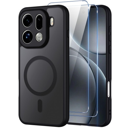 Oelrstfe Coque pour Oppo Find X9 Pro Compatible avec MagSafe avec 2 Verre Trempé, Magnétique Etui Translucide Mat Arrière Housse