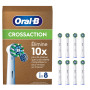 Oral-B Pro Lot De 8 Brossettes De Rechange Cross Action, AUTHENTIQUES, Blanches, Nettoyage En Profondeur, Têtes Rondes, Embouts 