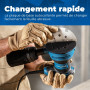 DongCheng Ponceuse excentrique 300 W, 125 mm, 6 vitesses, 4000-12000 tr/min avec dépoussiéreur et 10 types de papier de verre, P