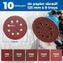 DongCheng Ponceuse excentrique 300 W, 125 mm, 6 vitesses, 4000-12000 tr/min avec dépoussiéreur et 10 types de papier de verre, P