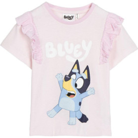 T-shirt Enfant Rose Clair Bluey à Manches Courtes