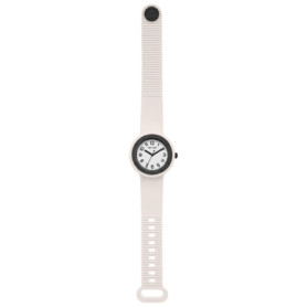 Montre Hip Hop Hero pour Femmes - Élégance Contemporaine en Silicone Beige
