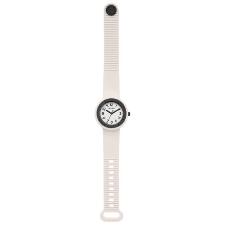 Montre Hip Hop Hero pour Femmes - Élégance Contemporaine en Silicone Beige