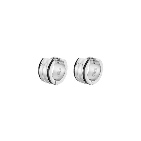 Boucles d'oreilles créoles en acier LOTUS - Argent