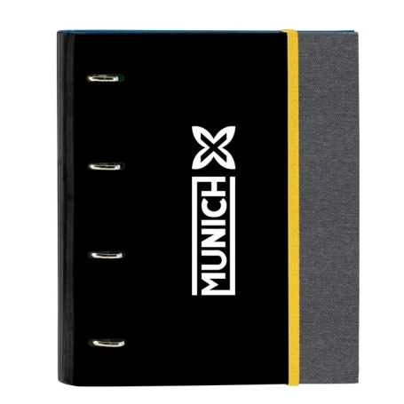Classeur Safta MUNICH TOPO 4 Anneaux Noir avec 100 Feuilles A4