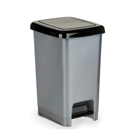 Poubelle à Pédale Noir et Gris 25L - BigBuy Home