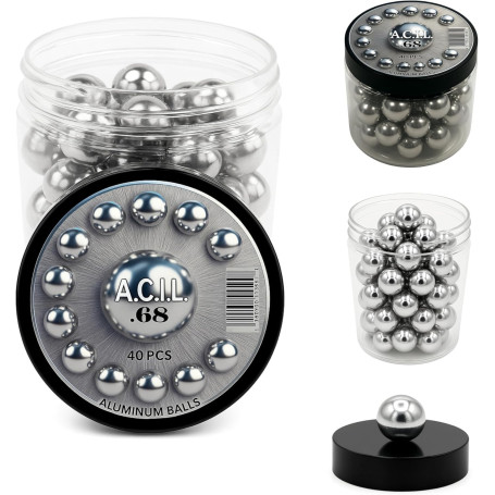 Aluminum Balls .68 Cal. Solid Resuable Paintballs Powerballs for Target Practice, Training and Defense Pistols in 68 Caliber (40