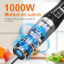 Ibergrif Mixeur Plongeant 1000W en Acier Inoxydable avec Réglage Continu de Vitesse et Bouton Turbo, Mixer Plongeur pour Soupes 
