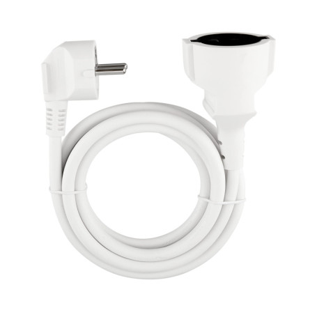 Rallonge Électrique REV 2 m avec Prise de Terre - Câble H05VV-F Blanc