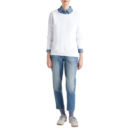 Pull-over Blanc Femme United Colors of Benetton - Modèle SC Barca