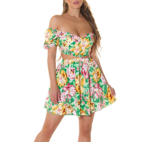Robe Mini Sexy Off Shoulder à Fleurs - Koucla