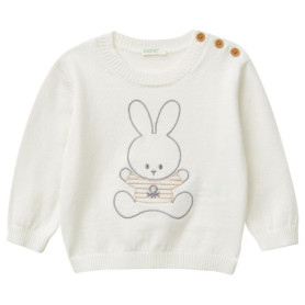Pull-over Blanc à Dessin Animé United Colors of Benetton