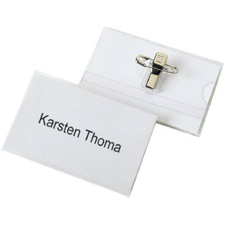 Lot de 25 Badges Porte-Nom Veloflex 60 x 90 mm avec Pince et Épingle