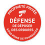 Panneau Propriété Privée - Défense de Déposer des Ordures avec Vidéo Surveillance - Ø 180 mm