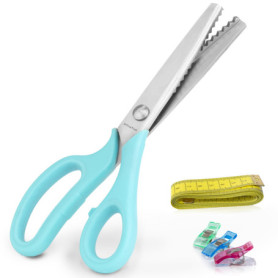 Kit de Ciseaux Cranteurs OfficeTree avec 20 Pinces à Tissu et Mètre Ruban