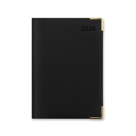 Agenda Letts Connoisseur 2024 A5 - Un Jour par Page, Couverture Noir Texturée