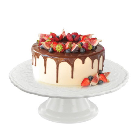 Présentoir à Gâteau Rond en Céramique Blanc Focenat - Idéal pour Mariages et Anniversaires