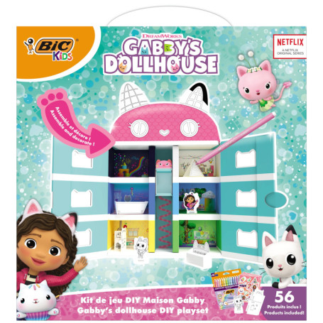 BIC Kids Maison à Colorier Gabby - Kit de Coloriage Complet avec Feutres et Figurines