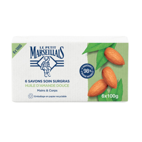 Savon Surgras Huile d'Amande Douce - Le Petit Marseillais (6 x 100g)