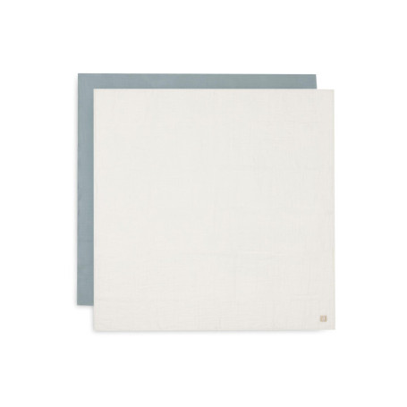 Lot de 2 langes en mousseline Jollein - Vert mer et ivoire - 115 x 115 cm