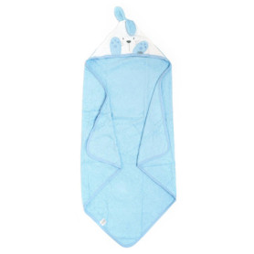 Cape de Bain Douce pour Bébé - Motif Lapin Bleu et Blanc