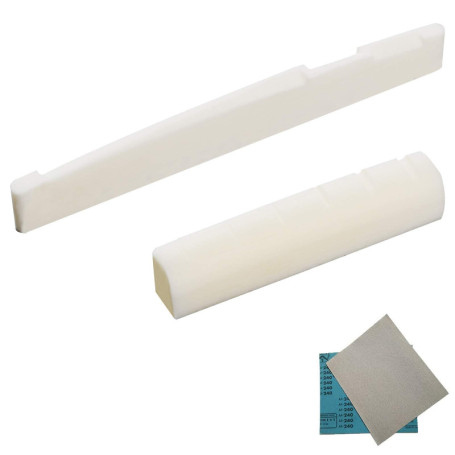 Sillet de Chevalet en Os pour Guitare - 2 Pièces avec Papier de Verre