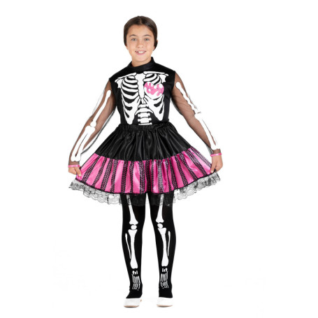 Costume Squelette Punk pour Fille 5-7 ans avec Collants Imprimés