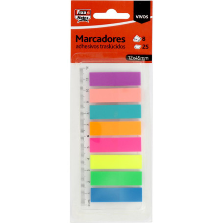 Fixo Notes - Lot de 200 Marqueurs Adhésifs Multicolores avec Règle 12 cm