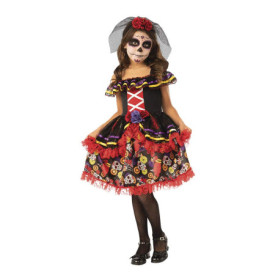 Costume Catrinita Deluxe pour Fille - Robe Noire et Rouge avec Accessoires
