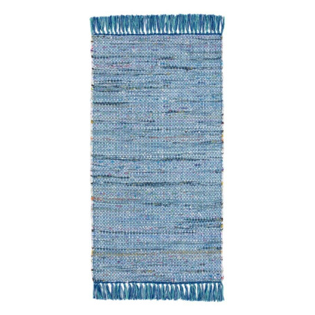 Tapis en Coton Frida - Tissé à la Main, Bleu, 60 x 120 cm