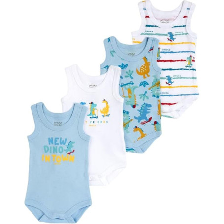 Ensemble de 4 Bodies Sans Manches en Coton pour Bébé - Chicco