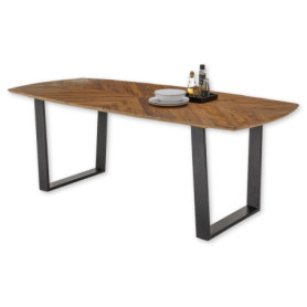 Table à Manger en Bois Massif avec Motif à Chevrons - Stella Trading Zac