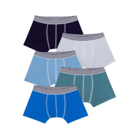 Lot de 5 Boxers Enfant en Coton - Petit Bateau