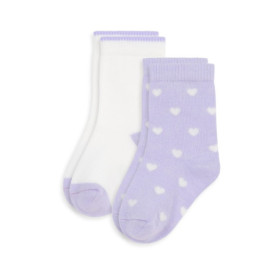 Lot de 2 Chaussettes Bébé en Coton Imprimé Cœurs - Petit Bateau