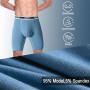 Nuofengkudu Hommes sans Couture Modal Long Boxer Doux Flex Respirant Stretch Ceinture Calecons Grande Taille Anti Irritations so