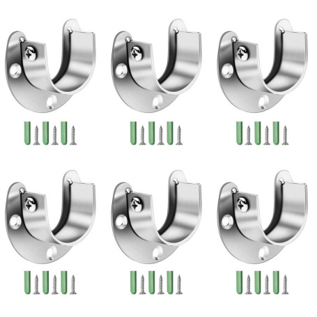 Support de Tringle à Rideau en Acier Inoxydable - Lot de 6