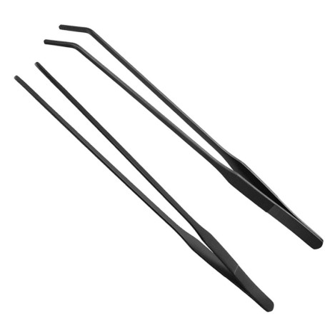 HRASY Lot de 2 Pinces à Épiler en Acier Inoxydable pour Aquarium - Long Manche Noir