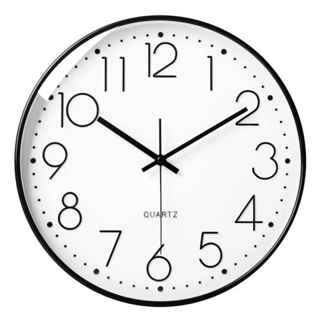 Horloge Murale Silencieuse Ronde LiRiQi - Design Moderne Noir 30 cm