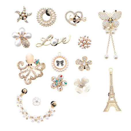 Breloques de Chaussures Multicolores ECSiNG - 15 Pièces en Cristal et Métal