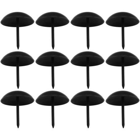 Lot de 12 clous décoratifs noirs pour meubles - Style rétro 25x25 mm