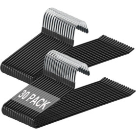 Lot de 30 Cintres en Métal Antidérapants - Noir, Multifonctions