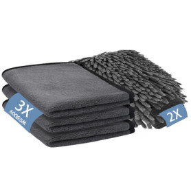 Kit de Nettoyage Voiture Behiruch - 5 Pièces avec Chiffons et Gants Microfibre