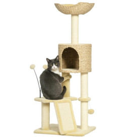 Arbre à Chat PawHut avec Niche et Griffoir - Beige, 116 cm 421,07 €