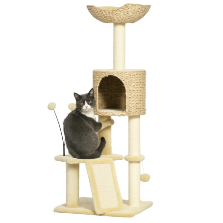 Arbre à Chat PawHut avec Niche et Griffoir - Beige, 116 cm 421,07 €