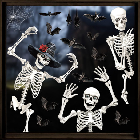 Autocollants Halloween Squelette pour Grandes Fenêtres - 4 Feuilles Réutilisables 14,28 €