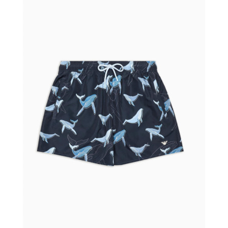 Boxer de Bain Emporio Armani Homme - Imprimé Baleine Bleue