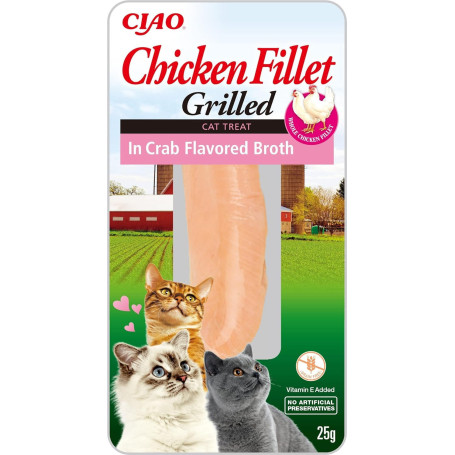 Filets de Poulet Grillé en Bouillon de Crabe - Friandise pour Chats 25g