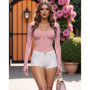 Body Femme GJY à Manches Longues en Rose Mignon