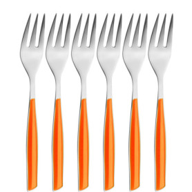 Lot de 6 fourchettes à dessert BUGATTI Glamour en acier inoxydable orange